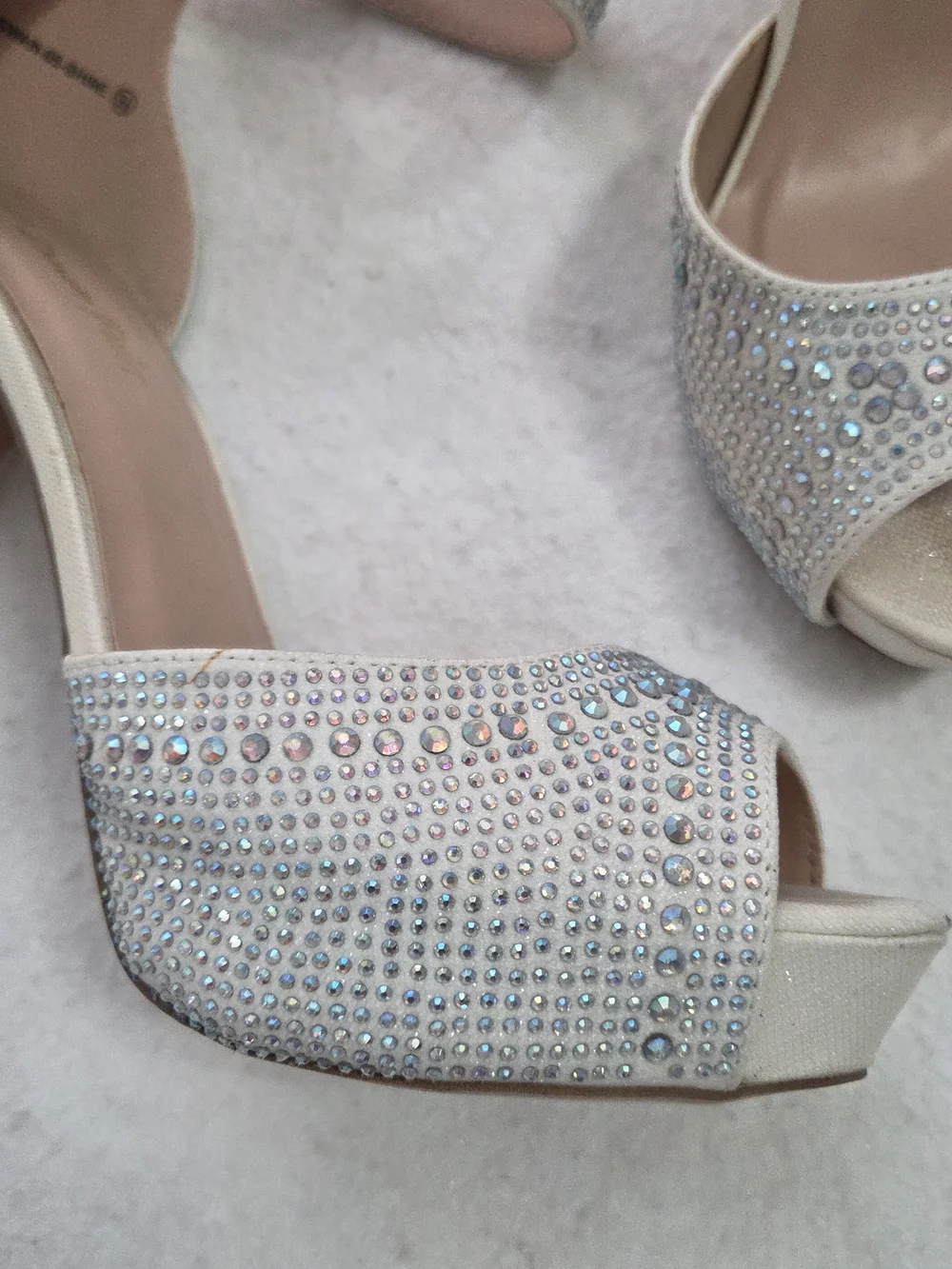 Dream Pairs Silver Rhinestone Ankle Strap Stiletto Peep Toe Heels
